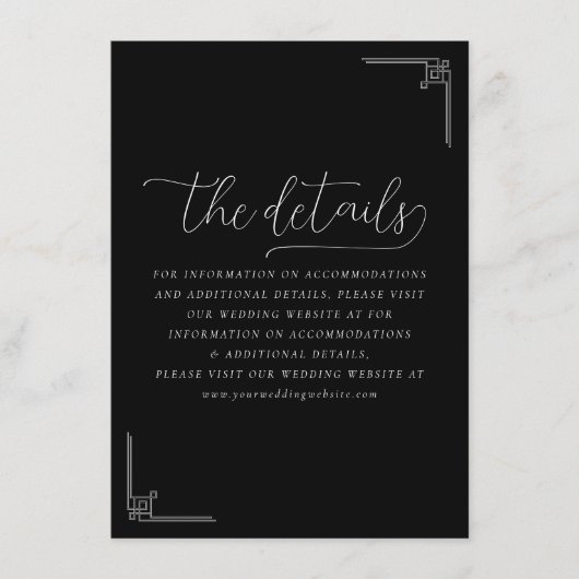 Sophisticated Black Geometric Calligraphy Informatiekaartje (Voorkant)