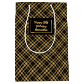 Sophisticated Black Gold Glitter Name Gift Bag Medium Cadeauzakje (Voorkant)