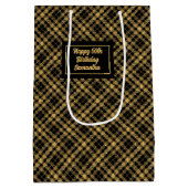 Sophisticated Black Gold Glitter Name Gift Bag Medium Cadeauzakje (Achterkant)