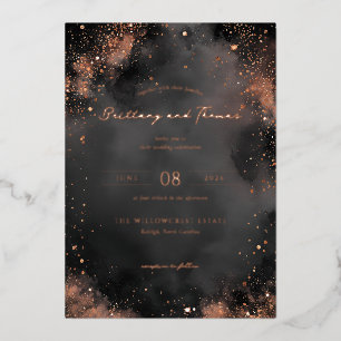 Sophisticated Black Gold Sparkles Folie Uitnodiging