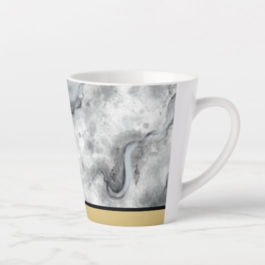 Sophisticated Black Marble Coffee Cup Latte Mok (Rechts)