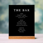 Sophisticated Black Serif Bar Menu Sign Acryl Bord (Neutraal)