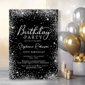 Sophisticated Black Silver Glitter 70e verjaardag Kaart