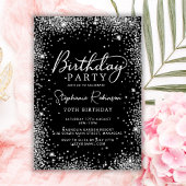 Sophisticated Black Silver Glitter 70e verjaardag Kaart
