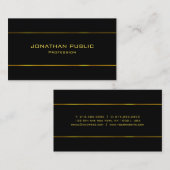 Sophisticated Black Sjabloon Gold Text Modern Visitekaartje (Voorkant / Achterkant)