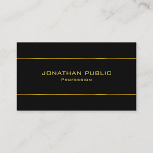 Sophisticated Black Sjabloon Gold Text Modern Visitekaartje