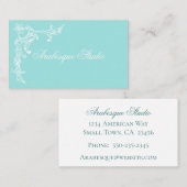 Sophisticated Blauw en Wit Elegante Bloemen Visitekaartje (Voorkant / Achterkant)