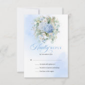 Sophisticated Blauwe Bloemige Bruiloft RSVP Kaart (Voorkant)