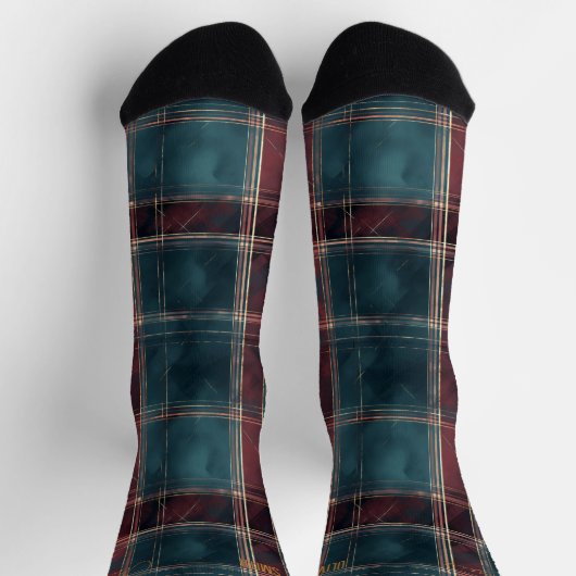 Sophisticated Blauwgroen en Bourgondische kerstpla Sokken (Top)