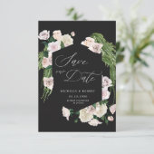 Sophisticated bloemen save the date kaart in roze (Staand voorkant)