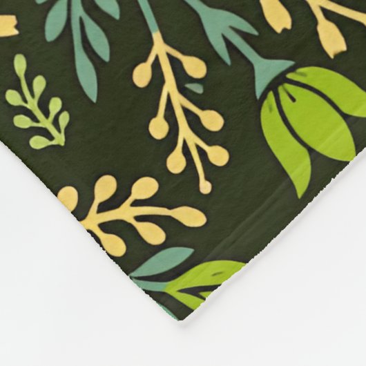 Sophisticated blue & beige floral pattern design  fleece deken (Hoek)