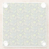 Sophisticated blue & beige floral pattern design  glazen onderzetter (Achterkant)