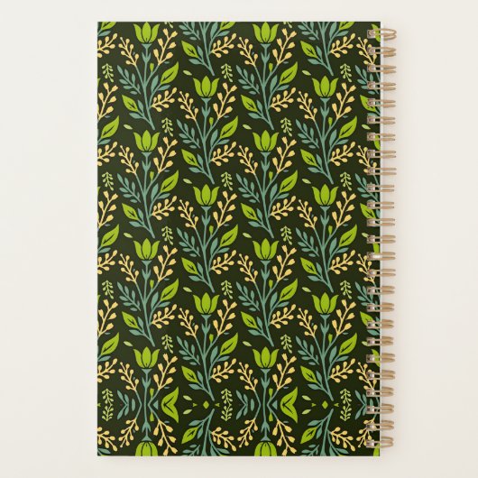 Sophisticated blue & beige floral pattern design planner (Achterkant)