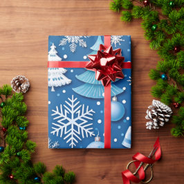 Sophisticated Blue Christmas Wrapping Paper voor Cadeaupapier