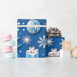 Sophisticated Blue Christmas Wrapping Paper voor Cadeaupapier