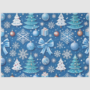 Sophisticated Blue Christmas Wrapping Paper voor Tissuepapier