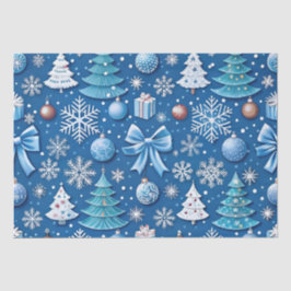 Sophisticated Blue Christmas Wrapping Paper voor Tissuepapier