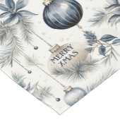 Sophisticated Blue en Beige Kerstversieringen Korte Tafelloper (Hoek)