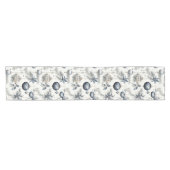 Sophisticated Blue en Beige Kerstversieringen Korte Tafelloper (Horizontaal)