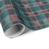 Sophisticated Blue en Bourgogne Plaid – Klassiek Cadeaupapier (Rol Hoek)