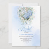 Sophisticated Blue Floral Bridal Shower Invitation Kaart (Voorkant)