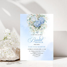 Sophisticated Blue Floral Bridal Shower Invitation Kaart