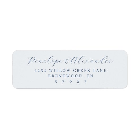 Sophisticated Blue Gray Calligraphy Etiket (Voorkant)
