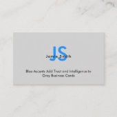 Sophisticated Blue Initialen QR-code Zwart & Grijs Visitekaartje (Voorkant)