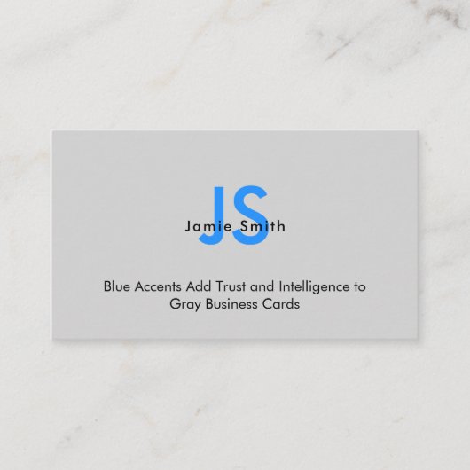 Sophisticated Blue Initialen QR-code Zwart & Grijs Visitekaartje (Voorkant)