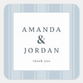 Sophisticated Blue Minimalist Thank You Vierkante Sticker (Voorkant)