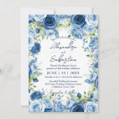Sophisticated Blue Rozen met groene bladeren bruil Kaart (Voorkant)