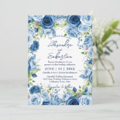 Sophisticated Blue Rozen met groene bladeren bruil Kaart (Staand voorkant)