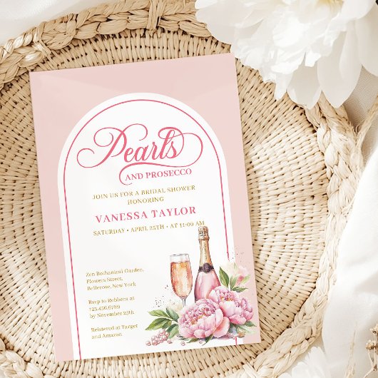 Sophisticated Blush and Gold Bridal Shower Card Kaart