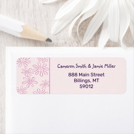 Sophisticated Blush Flower Doodle Retouradres Etiket (Insitu)