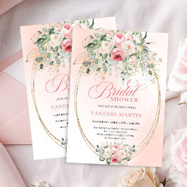 Sophisticated Blush Gold Bridal Shower Invitation Kaart