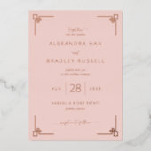 Sophisticated Blush Pink Geometric Folie Uitnodiging (Voorkant)