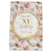 Sophisticated Blush Pink Rustic Gold Gift Bag Medium Cadeauzakje (Achterkant)