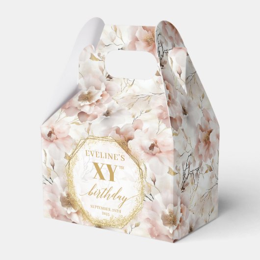 Sophisticated blush roze boho waterverf gunst box bedankdoosjes (Voorkant Zijde)