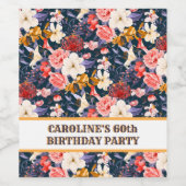 Sophisticated Boho Bloem Feest Wijn Etiket (Enkel label)