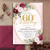 Sophisticated Boho Blush Gold 60th Birthday Invite Kaart