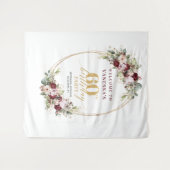 Sophisticated Boho Burgundy Gold 60th Birthday Wandkleed (Voorkant (horizontaal))