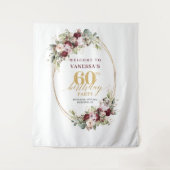 Sophisticated Boho Burgundy Gold 60th Birthday Wandkleed (Voorkant)