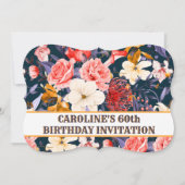 Sophisticated Boho Floral 60ste verjaardag Uitnodi Kaart (Voorkant)