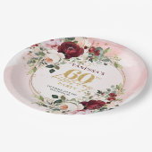 Sophisticated Boho Marsala Blush Gold Roses Plates Papieren Bordje (Gekanteld)