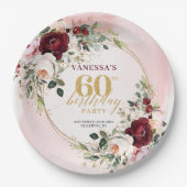 Sophisticated Boho Marsala Blush Gold Roses Plates Papieren Bordje (Voorkant)