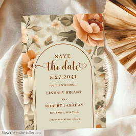Sophisticated Boho Neutral Beige Sage Save Date Kaart
