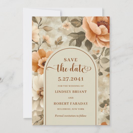 Sophisticated Boho Neutral Beige Sage Save Date Kaart (Voorkant)