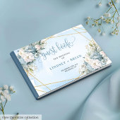 Sophisticated Boho Pastel Blue White Gold Peonies Gastenboek