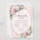 Sophisticated Boho Rose Goud Groene Oefenbruiloft Kaart (Voorkant)