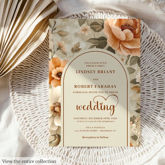 Sophisticated Boho Terra Cotta Ivory Sage Wedding  Kaart
